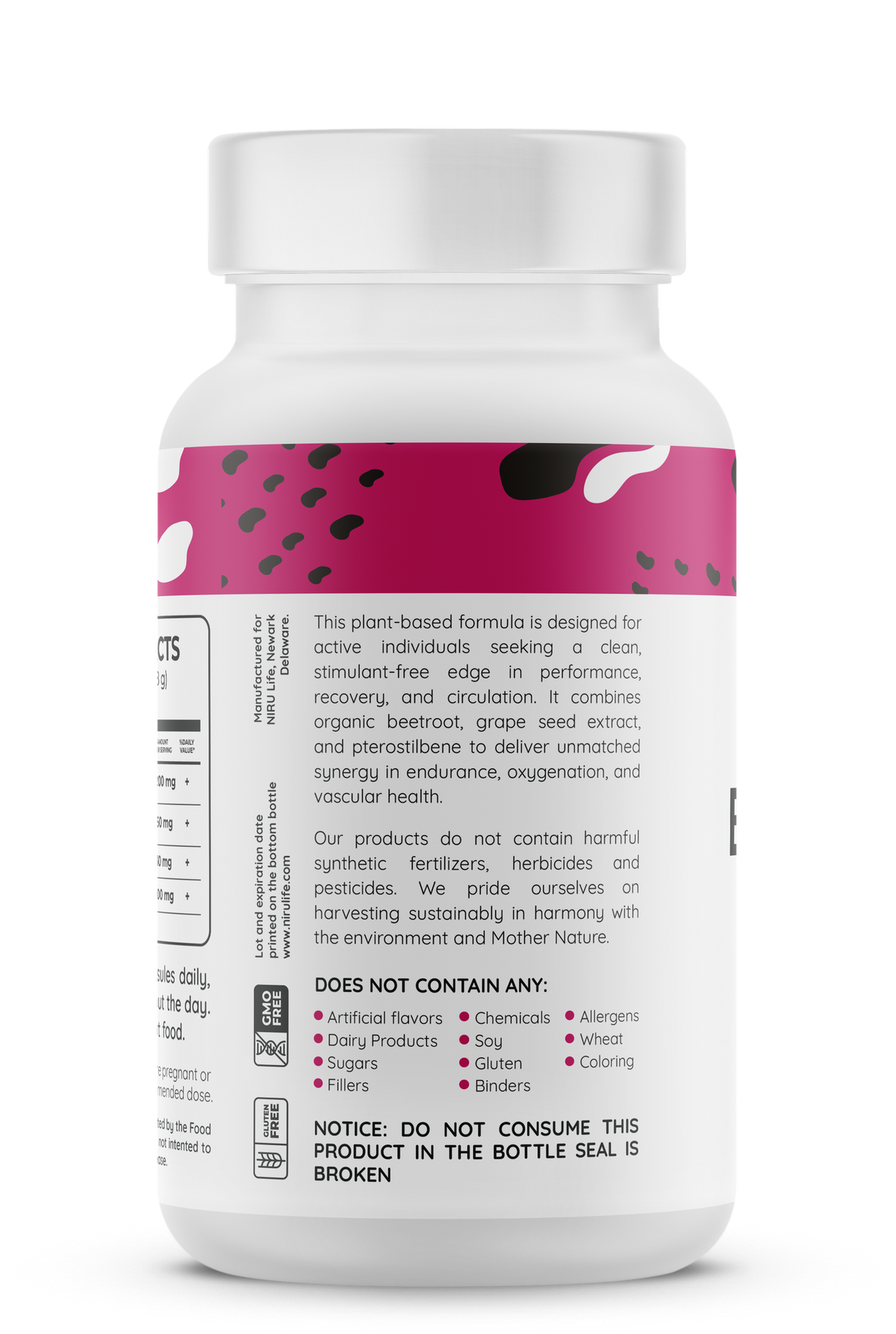 Niru Beetroot Complex bottle – side label