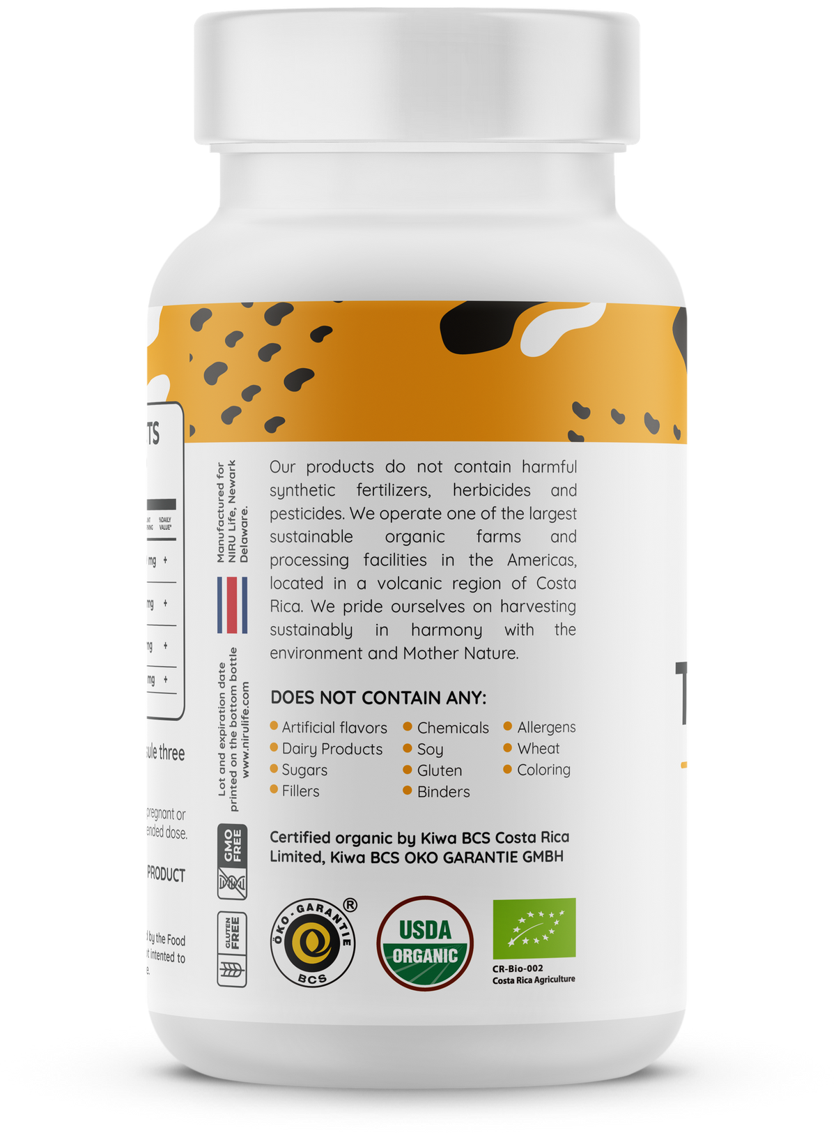 Niru Turmeric capsules bottle – side label