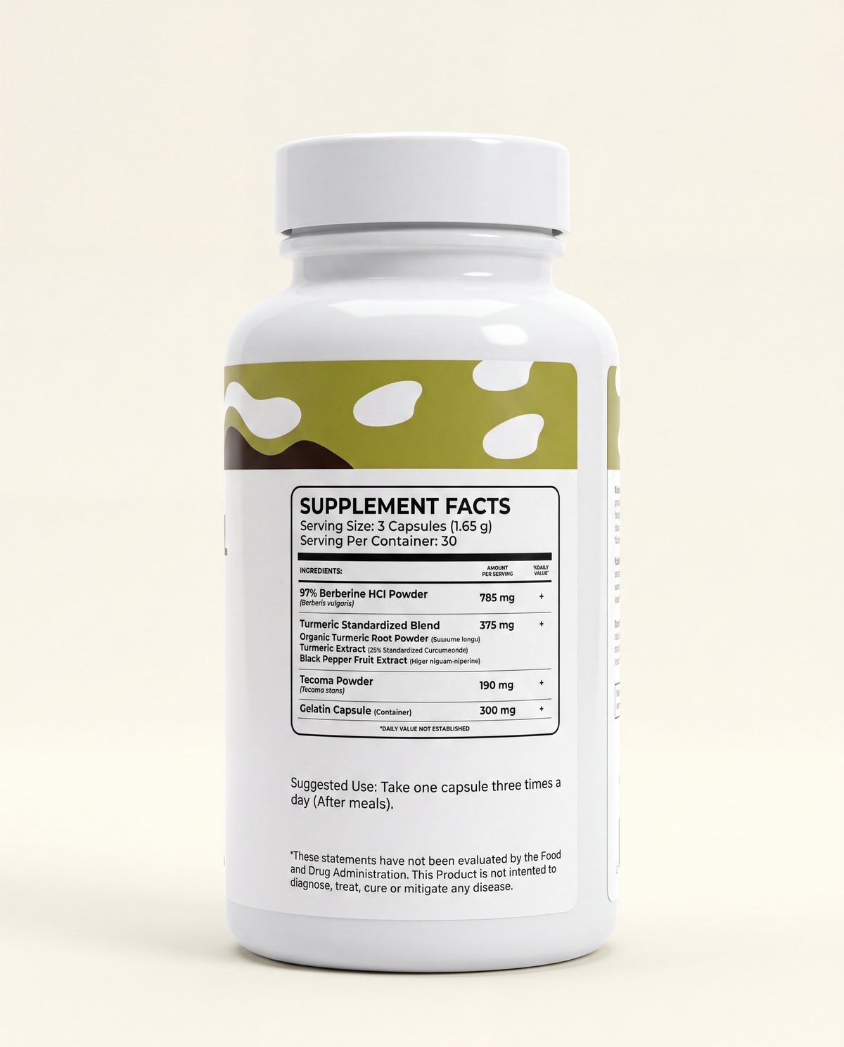Niru Berberina+ – supplement facts label
