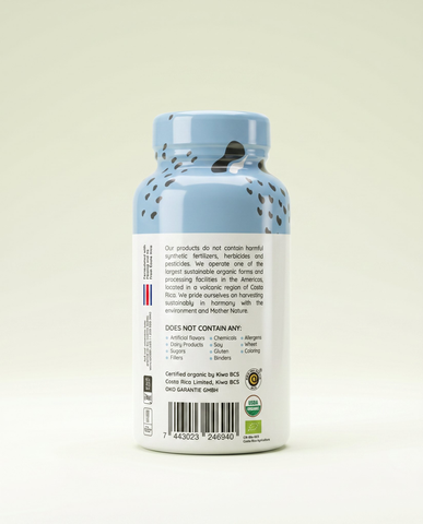Niru Moringa from Costa Rica – back of package with certifications